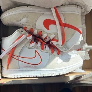 Nike Dunk High top "First Use" edition Orange/White